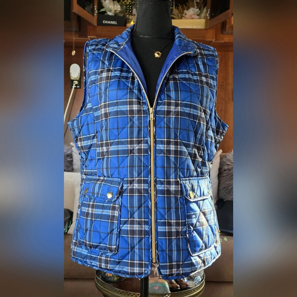 St. John's Bay Jackets & Blazers - St. John's Bay Vibrant Blue Plaid Quilted Vest